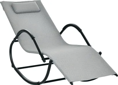 Zdjęcie produktu dla Outsunny Fotel bujany z poduszką Leżak ogrodowy Huśtawka Leżak o nośności do 160 kg Texteline Szary 61 x 160 x 79 cm