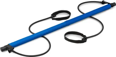 Produktbild von Hop-Sport Pilates-Stick mit Expandern HS-T090GS Übungsstange mit Fußschlaufe für Ganzkörpertraining, Yoga, Fitness, Stretch, Sculpt - blau