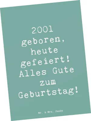 Produktbild von Mr. & Mrs. Panda bildkarte Spruch 2001 Geburtstag - Meeresbrise - Geschenk, Grußkarte, im Jahr, geboren, Geburtstagsspruch, Ansichtskarten, Kunstkarten, Happy Birthday