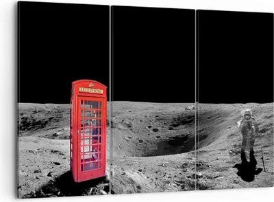Produktbild von Bild auf Leinwand - Leinwandbild - Telefon london Mond Astronaut - 105x70cm - Wand Bild - Wanddeko - Leinwanddruck - Bilder - Kunstdruck - Wanddekoration - Leinwand bilder - Wandkunst - CE105x70-3181
