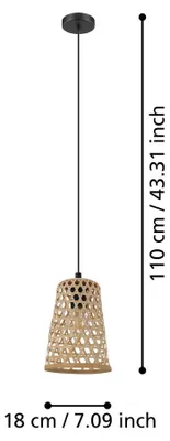 Immagine prodotto di Eglo 43252 CLAVERDON E27 lampada a sospensione Ø180mm nero natura
