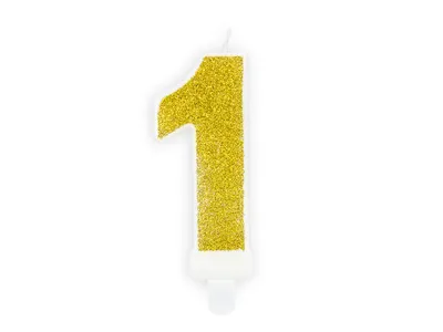 Produktbild von Geburtstagskerze Zahl 1 mit Glitzer 7cm gold