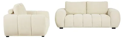 Produktbild von 2-Sitzer und 3-Sitzer Sofa aus strukturiertem beigem Stoff BERENIA