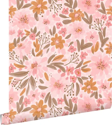 Produktbild von ESTAhome Tapete Blumen Rosa, Orange und Graugrün 50 x 900 cm