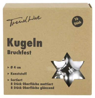 Produktbild von TrendLine Weihnachtskugeln bruchfest, langlebig Ø 4 cm silber 16 Stück