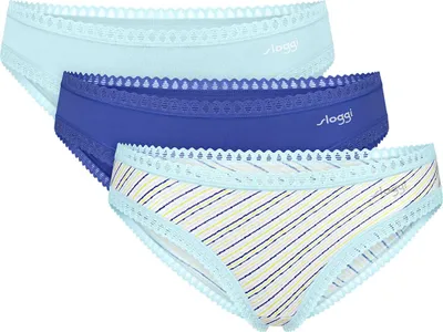 Produktbild von sloggi 3er Pack GO Crush Mini Slip Komfortabel und atmungsaktiv, Zierborte an den Säumen, Im praktischen Mehrfachpack blau M
