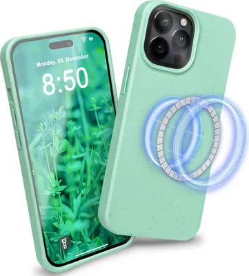 Obrázok produktu pre Organické puzdro s ochranou MagSafe pre iPhone 14 Pro, udržateľné ekologické puzdro šetrné k životnému prostrediu, tyrkysové