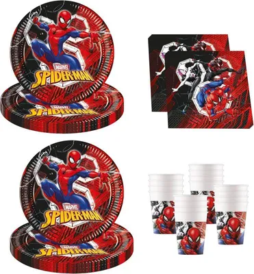 Produktbild von Spiderman Crime Fighter Partyset zum Kindergeburtstag 52 tlg.