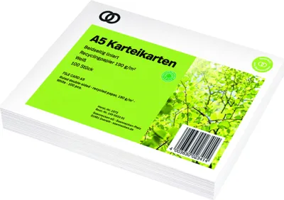 Produktbild von Soennecken Karteikarte oeco Recycling DIN A5 liniert weiß 100 St./Pack.