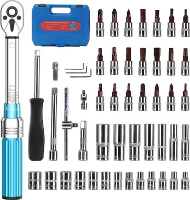 Immagine prodotto di Set di chiavi dinamometriche per moto da 1/4 di pollice, 2-24 Nm, con set di 50 chiavi a Esagono e Torx