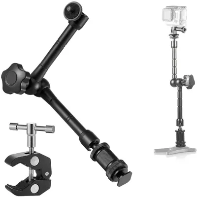 Produktbild von Super Clamp und Magic Arm (11") mit Kaltschuhhalterung für Monitor, LED-Licht, Mikrofon