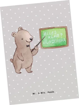Produktbild von Mr. & Mrs. Panda Postkarte Deutschlehrer Herz - Grau Pastell - Geschenk, bildkarte, Deutschunterricht, Ansichtskarten, Grundschule, Ansichtskarte, Postkarten, Unterricht