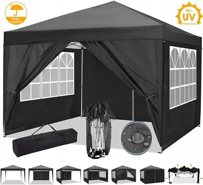 Produktbild von Pawilon 3x3, ochrona UV 50+ Składany pawilon 3x3 Wodoodporny Stabilny Zimoodporny z 4 panelami bocznymi, na pikniki i kempingi