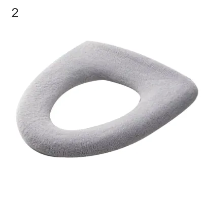 Produktbild von Wasserdichtes Toilettenkissen, gute Flexibilität, Polyester, warmer, schmutzabweisender Toilettensitzbezug für den täglichen Gebrauch-Grau 2