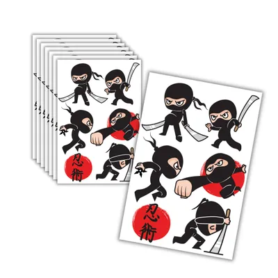 Produktbild von 8er Set Kindertattoos Ninja - Mitgebsel für den Ninja Kindergeburtstag