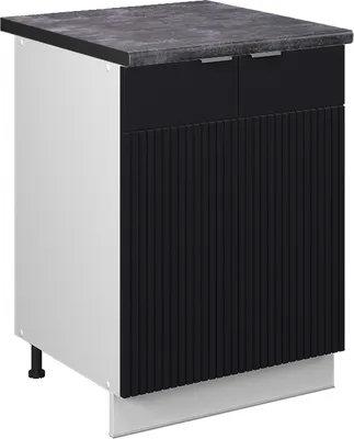 Produktbild von Küchenunterschrank Vicco Fame-Line Schwarz gestreift 60 cm , AP Anthrazit, Model 50623