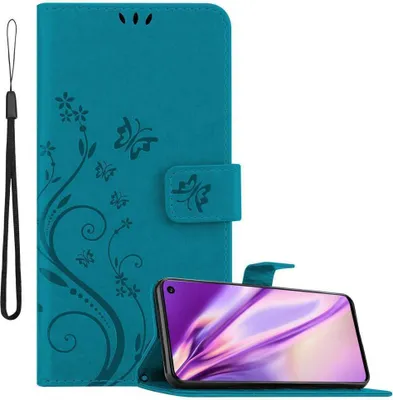 Produktbild von Cadorabo Hülle für Samsung Galaxy S10 4G Schutz Hülle in Blau Schutzhülle Handy Hülle Etui Case Blumen Flower