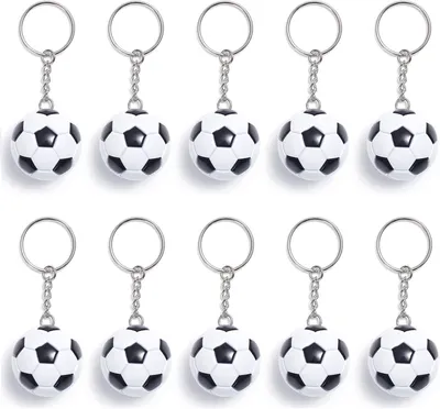 Imagen del producto de Llaveros de fútbol, paquete de 10 unidades, diseño clásico, para aficionados al deporte