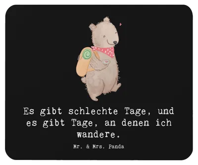 Produktbild von Mr. & Mrs. Panda Mouse Pad Bär Wandern - Schwarz - Geschenk, Sport, Outdoor, Mousepad, Spazieren, mauspad laptop, Freizeitsport, Bergsteigen, mousematte, Natur Entdecken