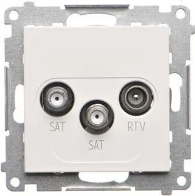Image de Prise double pour antenne satellite SAT-SAT-RTV blanc mat Simon 55 TASK2.01/111