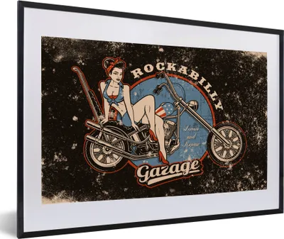 Produktbild von MuchoWow® MuchoWow® Gerahmtes Poster Mancave - Motor - Frauen - Retro 60x40 cm - Poster mit zchwarzem Bilderrahmen - Schlafzimmer - Plakat in Rahmen - Drucken