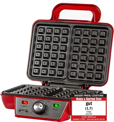 Produktbild von GADGY® Waffeleisen Belgische Waffel - 23x16,8 cm. für 2 Waffeln - Waffle maker 1000 Watt - Einstellbare Temperatur LED-Anzeige - Griff erhitzt nicht - Party-Desserts