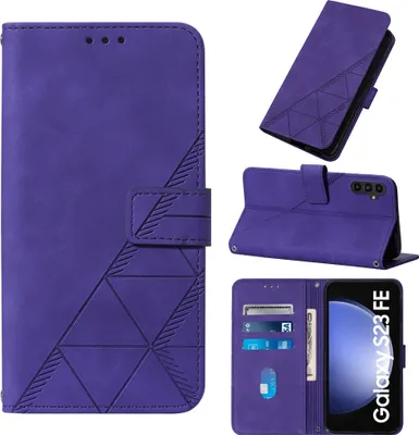 Produktbild von Hülle für Samsung Galaxy S23 FE Prägung Flip Leder Kartenfächer Schutzhülle mit Ständer Lila