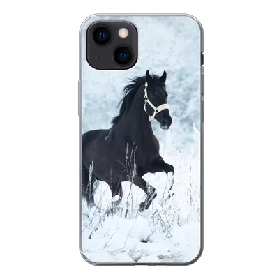 Produktbild von MuchoWow® Handyhülle Schutzhülle Hülle für iPhone 13 mini Pferd - Schnee - Winter Silikon Softcase Handy Hülle - Softcase