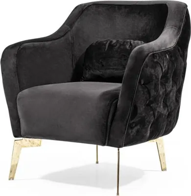 Zdjęcie produktu dla Fotel Fotel skrzydłowy Chesterfield tkanina salon poliester czarny