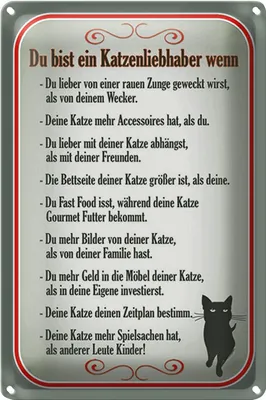 Produktbild von Blechschild Spruch 20x30cm du bist Katzenliebhaber wenn