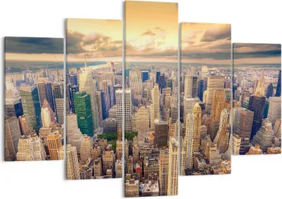 Produktbild von Bild auf Leinwand - Leinwandbild - Stadt Wolkenkratzer Amerika Innenstadt - 150x100cm - Wand Bild - Wanddeko - Leinwanddruck - Bilder - Kunstdruck - Leinwand bilder - Wandkunst - EA150x100-2638