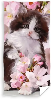 Produktbild von Strandtuch 70x140 Katze in Blumen