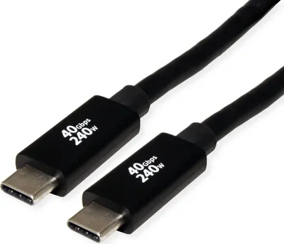 Produktbild von ROLINE USB4 Gen3x2 Kabel, C–C, ST/ST, 8K UHD-2, 40Gbit/s, 240W, schwarz, 2 m