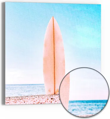 Produktbild von DEQORI Hybrid Leinwand Bild 30x30 cm 'Surfsehnsucht' Wandbild Glas flach modern