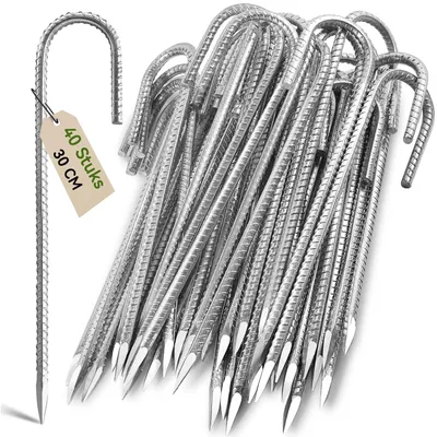 Obrázok produktu pre Omgoods – Súprava 40 robustných kotev na kotvenie trampolín a stanov, dĺžka 30 cm