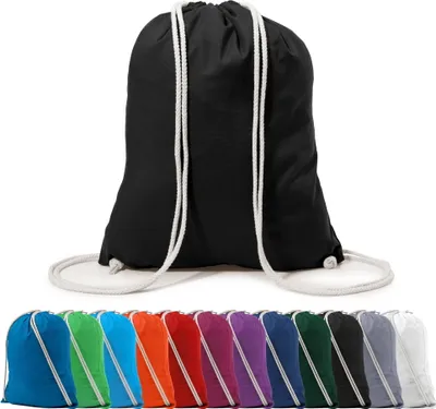 Produktbild von Rucksack Schuhbeutel Turnbeutel Sportbeutel Zuziehbeutel Gym Sack Baumwolle, in Farbe: Schwarz