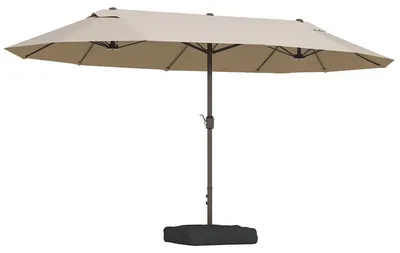 Produktbild von Gartenschirm - Terrassenschirm mit Kreuzfuß - Doppelt mit 12 Streben - Kurbelmechanik - Mit Sandsäcken - Stahl und Polyester - 455x265x238 cm - Armeegrün