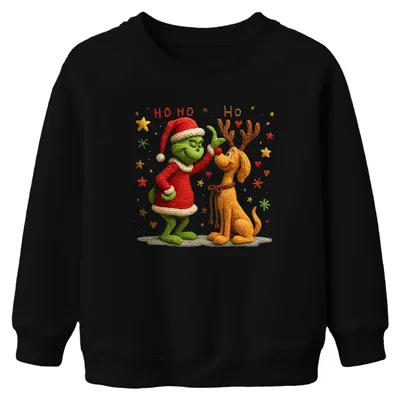 Produktbild von Grinch gestrickt Wolle Rentier Weihnachten lustig Kinder Sweatshirt Pullover, Schwarz, 152