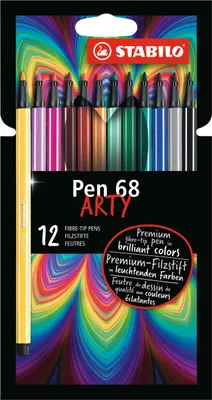 Produktbild von Premium-Filzstift - STABILO Pen 68 - ARTY - 12er Pack mit Hängelasche - mit 12 verschiedenen Farben