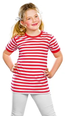 Produktbild von Ringelshirt rot-weiß Clown Karnevalskostüm Kinder Kindergröße: 140