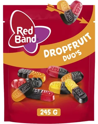 Image de Mélange de gommes aux fruits Red Band Dropfruit Duo's 245g - plaisir fruité sucré