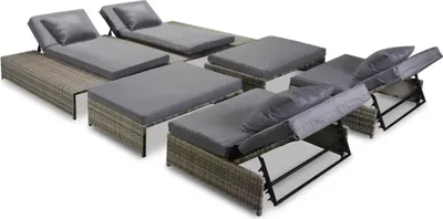 Produktbild von vidaXL 5-tlg. Garten-Lounge-Set mit Auflagen Poly Rattan Grau