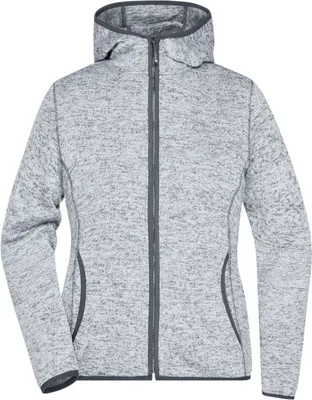 Produktbild von Kapuzenjacke aus Strickfleece in Melangeoptik light-melange/carbon, Gr. L