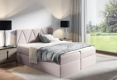 Produktbild von Kontinentales Bett GISELA – 160x200, beige + Gratis-Topper