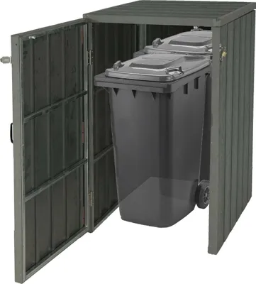 Immagine prodotto di Coperchio per cestino XL 1/2 WPC HWC-J28, contenitore per cestino di , aspetto legno metallo, espandibile ~ grigio
