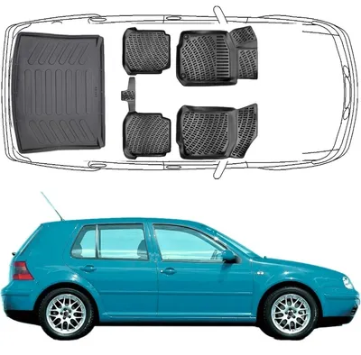 Produktbild von 3D Fußmatten & Kofferraumwanne Auto Set Kompatibel mit VW Golf IV 1997 - 2004