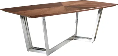 Produktbild von Esstisch ovales Fass Walnuss aus verchromter Stahl 1097