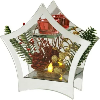 Productafbeelding van Decoratief Glasobject met LED Verlichting en Dennentakjes