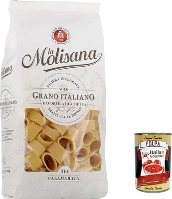 Produktbild von 12x La Molisana Calaramata N. 314 Pasta Lenta Lavorazione Teigwaren aus Hartweizengrieß Bronze-Zeichnung 500g + Italian Gourmet Polpa 400g