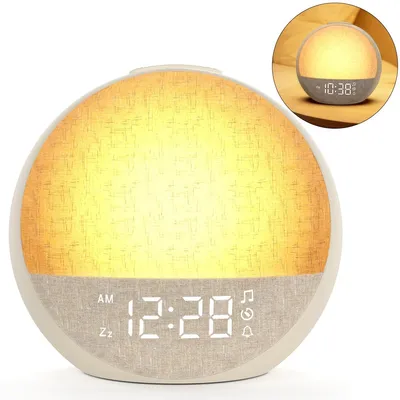 Produktbild von Sanfter Sonnenaufgangswecker, Lichtwecker mit Naturklängen, Farben und Snooze-Funktion